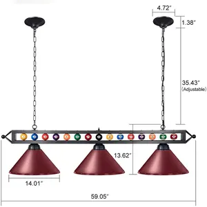 4 Đèn Kim Loại Đèn Bàn Treo Hồ Bơi Mạ Sắt Màu Đen Đèn Bàn Chơi Bi-a Đèn Treo Led 85-265V