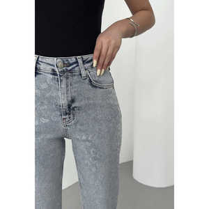 Jeans Boyfriend à imprimé léopard respirant pour femmes, taille basse, style gothique, skinny, bootcut, nœud floral, design déchiré, style camionneur - Product Image 2