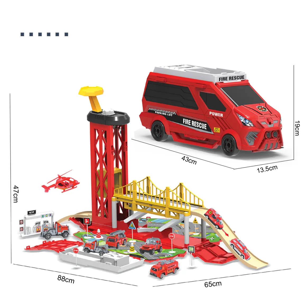 Fifigter-juguete de estacionamiento de autobús de plástico, Slot, juguete simulado, Escena de juego