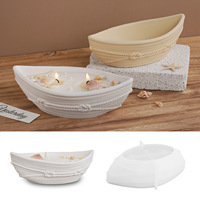 DM1115 Moules en Gypse pour Porte-Bougie en Forme de Bateau, Moules en Résine pour Pot de Fleurs et Boîte de Rangement, Moules en Silicone pour Bol en Ciment, Fabrication de Récipients pour Cire de Soja
