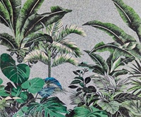Mosaïque murale en verre décorative artisanale à motifs floraux multicolores personnalisés