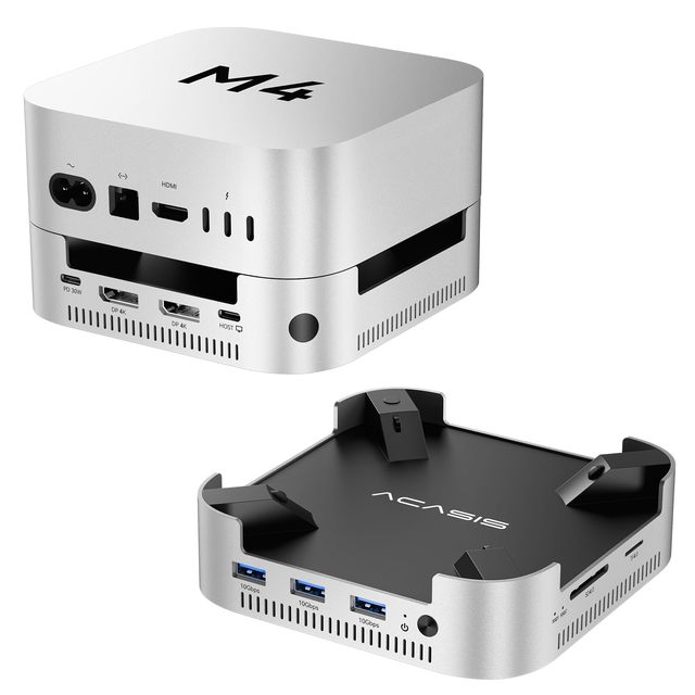 ACASIS 10Gbps Mac Mini M4 Dock Stand with Dual-Bay NVMe SSD Enclosure | Aluminum Hub for Mac Mini M4 and M4 Pro 2024 4K60Hz