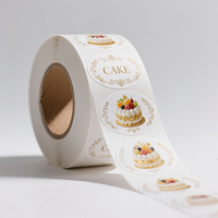 Étiquettes d'emballage en rouleau en papier lin texturé de qualité supérieure avec bordure estampée or pour boulangeries artisanales et emballages de pain