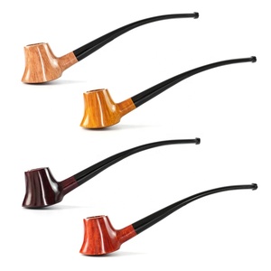 MUXIANG naturale radica di legno tabacco pipa Churchwarden piegato bocchino per fumare - Product Image 1