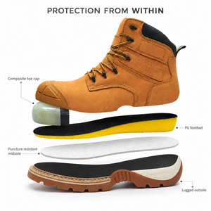 Stivali di Sicurezza Personalizzati con Punta Composita Goodyear Welt, Calzature da Lavoro Industriali in Pelle Nabuk Antiperforazione con Lacci, Taglie USA 7-13 - Product Image 4