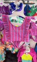 Fabricants de maillots de bain Kids Texture personnalisés en gros Toddler Girls Maillot de bain anti-UV à volants Maillot de bain une pièce avec nœud papillon