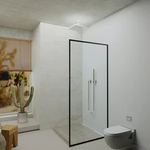 Tempat Pancuran kaca Tempered bening kustom Modern pintu geser tempat Pancuran kamar mandi untuk kamar mandi