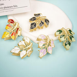 Qianjin di lusso smalto foglia di capelli color oro metallo fermaglio per capelli per le donne accessori di moda - Product Image 2