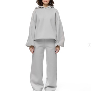 Manufacturer Custom Logo Street <b>Drop</b> Shoulder Pullover Hoodie Double Pocket Loose Jogger 100% Cotton <b>Acid</b> Wash Women Tracksuit - Product Image 1