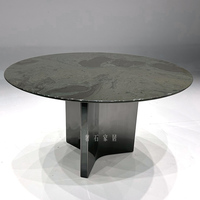 Nouvelle conception 2026 - Table à manger moderne avec plateau rond en marbre noir rotatif et structure en métal