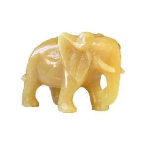 Intagliato a mano guarigione pietra preziosa natura topazio elefante statua in pietra figurina di cristallo decorazione della casa articolo di arredamento - Product Image 2