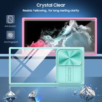 Coque de téléphone rigide transparente avec protection d'écran intégrée et protection coulissante pour objectif d'appareil photo pour Samsung S23 22 Ultra S24 Plus S25 S26