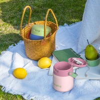 Boîte à lunch isolée en acier inoxydable 12oz transfrontalière poignée sur mesure conception pliable réservoir fumant double couche nouveau