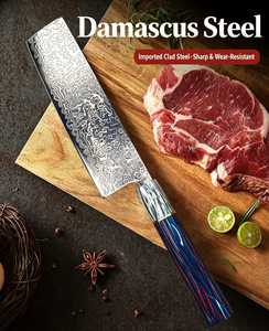 6.5 Inch Japanese Nakiri Vegetable <b>Knife</b> Ultra‑Sharp Damascus Pattern Blade Ergonomic Handle for Home Kitchen Cooking - Product Image 3