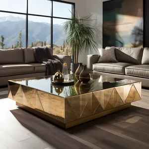 Mrs Woods Nordic Luxury Modern Style Furniture Stainless Steel Gold Mirror Coffee Table