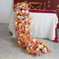 Arrangements floraux artificiels personnalisés, roses rouges pour allée, fleurs de table, fleurs artificielles en soie, chemin de table pour décoration de mariage