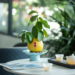 Plateau à fruits en céramique en forme de fleur, plateau à thé rétro de luxe en porcelaine pour servir des bergamotes et des citrons, plat élégant avec drain intégré - Product Image 4
