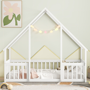 Letto a terra <span class=keywords><strong>Montessori</strong></span> per bambini, misura Twin, con sponda di sicurezza e telaio in legno, facile da montare, spazio accogliente per dormire - Product Image 2