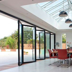 Porte pliante en <span class=keywords><strong>accordéon</strong></span> en aluminium noir de style industriel moderne 60x80 Portes en verre de patio à glissière française Utilisation intérieure et extérieure Villas - Product Image 3