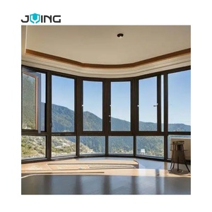 نوافذ ألمنيوم عصرية بإطار ضيق مخصصة ذات زجاج ثلاثي الطبقات، نوافذ متأرجحة عازلة للصوت بتصميم ما بعد الحداثة باللون الأسود للاستخدام السكني - Product Image 4