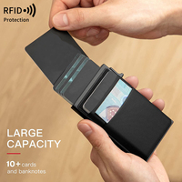 Portefeuille pour homme en aluminium pop-up, vente en gros d'usine, porte-cartes fin, blocage RFID, fermeture ouverte, porte-cartes avec poche fine