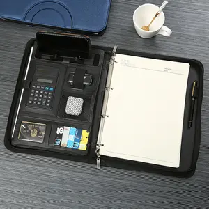 A4 Folder File portabel dengan penata Binder, tas kerja bantalan dokumen kantor, tas Padfolio kulit PU