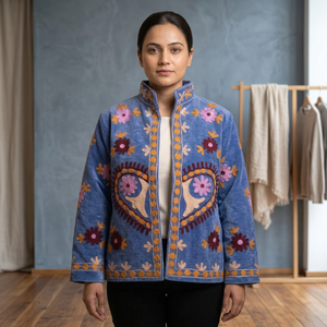 Wholesale <b>Womens</b> <b>Velvet</b> Bomber <b>Jacket</b> Ethnic Boho Stand Collar Embroidery Eco-Friendly Quick Dry Autumn All Season Fashion - Product Image 5