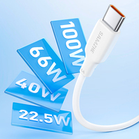 Cable USB-A a Tipo-C SAMZHE PD100W 6A, Cable de Carga Rápida y Transferencia de Datos con Marcador E, USB 2.0, Cable de Carga de PVC Blanco para iPhone