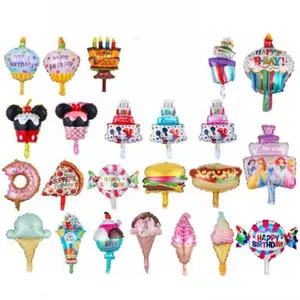 新款充气迷你可爱充气食品Globos Pastrie/蛋糕/冰淇淋/糖果/甜甜圈/披萨/汉堡箔聚酯薄膜气球
