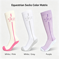 Chaussettes équestres montantes transfrontalières en jacquard macaron M (35-39) 68% Coton 29% Polyester 3% Spandex Extensibles à compression