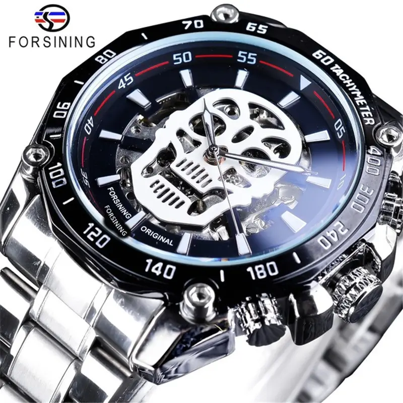 Winner European And American Men's Watch Fashion Brand Luminous Skull Hollow Clock Automatic Mechanical Luxury Man Wrist Watch