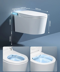 <span class=keywords><strong>WC</strong></span> suspendu électrique intelligent à capteur de pied, chasse d'eau automatique, siège chauffant, télécommande, en céramique, avec siphon en P, vente en gros à prix réduit - Product Image 3