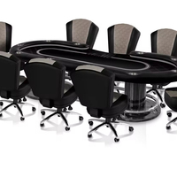Table de poker ovale 70 Plus, 96 po x 43 po, avec porte-gobelets en forme de piste de course, tissu bleu Speed Cloth, pieds en acier inoxydable