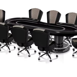 โต๊ะโป๊กเกอร์ 70 พลัส รูปทรงวงรี ขนาด 96 นิ้ว x 43 นิ้ว พร้อมที่วางแก้วแบบรางรถแข่ง ผ้าคลุมสีน้ำเงิน ขาตั้งสแตนเลส - Product Image 1