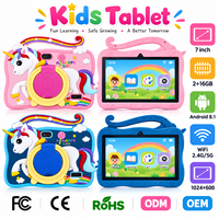 Tablette pour enfants 7 pouces Android 8.1 2 Go 16 Go WiFi 1024x600 avec étui en silicone licorne et support
