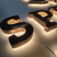 Letras LED Retroiluminadas de Acero Inoxidable Personalizadas, Letrero Acrílico 3D Iluminado, Letrero Publicitario con Luz para Fachada de Tienda