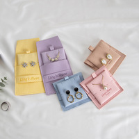 Sac à bijoux en microfibre avec logo personnalisé, plateau à cartes doublé multicolore, sac de rangement pour colliers, boucles d'oreilles, bagues et bracelets