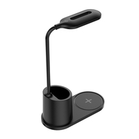 Lampe de table à chargement sans fil, lampe de bureau avec chargeur sans fil et porte-stylo