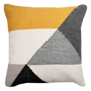 Geometric Woven Throw Pillow Square Textile Decorative Cushion Cover Minimalist Style Mustard Gray <b>White</b> Black Pattern - Product Image 1