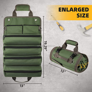 Gereedschapstas Roll Up Heavy <span class=keywords><strong>Tool</strong></span> Organizer Draagbare Gereedschaps Opbergdoos Met 2 Afneembare Rits Zakje Compacte <span class=keywords><strong>Canvas</strong></span> Draagtas - Product Image 5