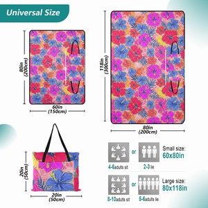 60X80in Extra Large Custom Logo Waterproof Picnic Hawaii Flower Beach Outdoor <b>Camping</b> Picnic <b>Mat</b> Travel Foldable Picnic Bag - Product Image 3