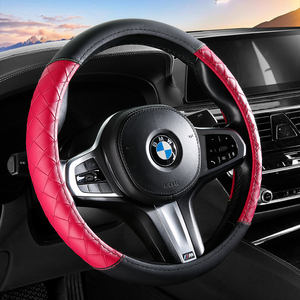 Universal nuevo cuatro estaciones antideslizante verano transpirable cuero coche <span class=keywords><strong>volante</strong></span> cubierta tejida sudor-absorción manija cubierta - Product Image 2