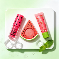 Collection de Lèvres Pastèque Populaire 2026 en Gros – Kit Maquillage Fruité Adorable 3-en-1 : Huile à Lèvres, Baume à Lèvres et Blush