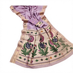 Sari de Algodón Muga Pathani de Diseño Indio para Mujer, Disponible en Stock, para Fiestas y Bodas, Ropa India y Pakistaní - Product Image 1