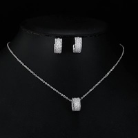 Ensemble collier et boucles d'oreilles pour femme en cuivre rhodié de haute qualité, zircon cubique, or 18 carats, cadeau de mariage classique