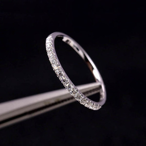 14k jaune or demi Halo Style Match bande blanc <span class=keywords><strong>d</strong></span> couleur Moissanite femmes mariage véritable or éternité bande anneaux - Product Image 3