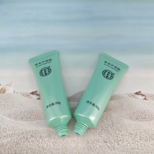 หลอดบีบเครื่องสำอางเปล่าสีเขียวแบบกำหนดเองพร้อมฝาเกลียวอะคริลิคสีทองสำหรับบรรจุภัณฑ์เจลว่านหางจระเข้ - Product Image 2