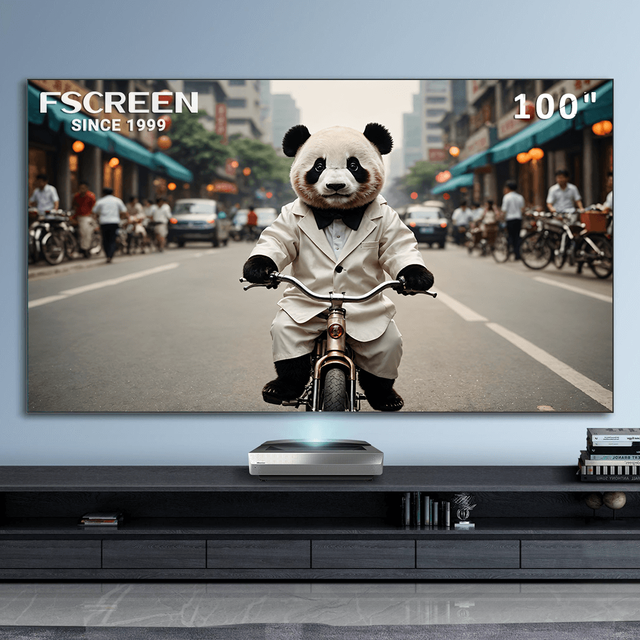 Fscreen Aura Series 100 Inch UST Projector Screen Fresnel ALR Foldable Fixed Frame 8K UHD Home Theater 16:9 Dark Grey 1-Year