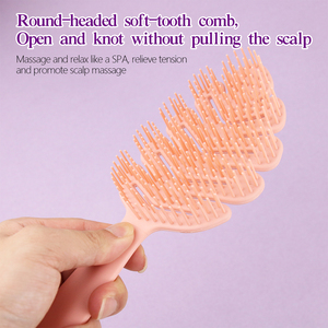 Peigne à cheveux creux et moelleux à usage commercial, design pliable en forme de pagaie, avec coussin d'air massant les méridiens pour cheveux longs de femmes - Product Image 5