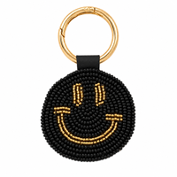 Porte-clés artisanal Sstringz avec visage souriant en perles, porte-clés coloré à la mode, breloque décorative pour sacs, portefeuilles et clés de voiture